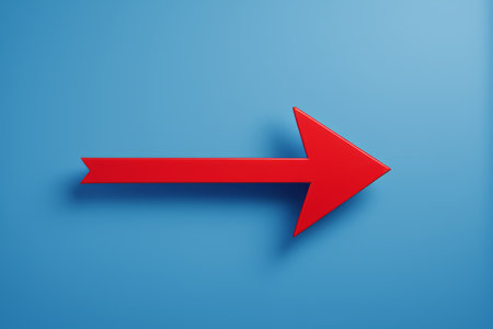 Red arrow on blue backgroundの素材