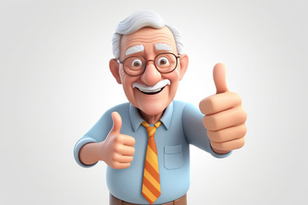 Cartoon old man giving a thumbs upの素材