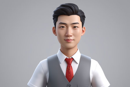 Close up of a male character in business attireの素材