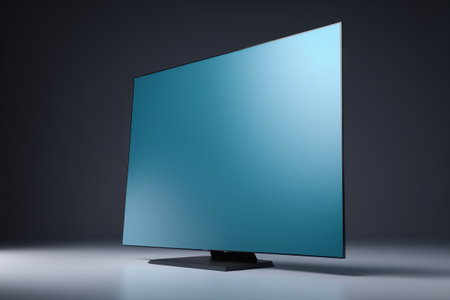 Black base blue screen TV displayの素材