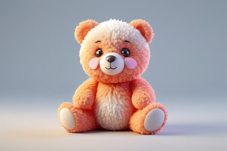 Close up of the orange cute bear toyの素材