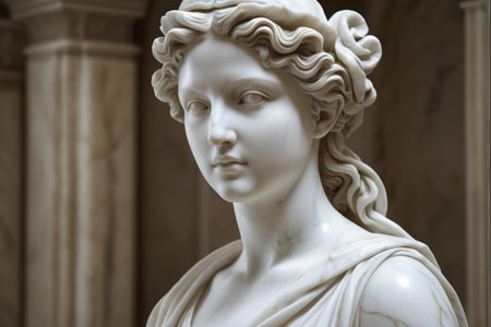 Close up of a female sculpture bustの素材