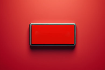 Close up of the red square buttonの素材