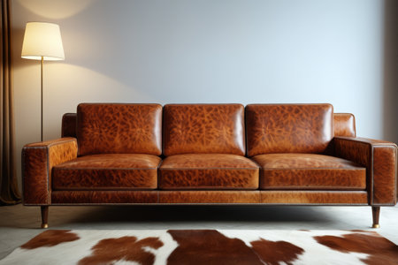 Modern style brown leather three seater sofaの素材