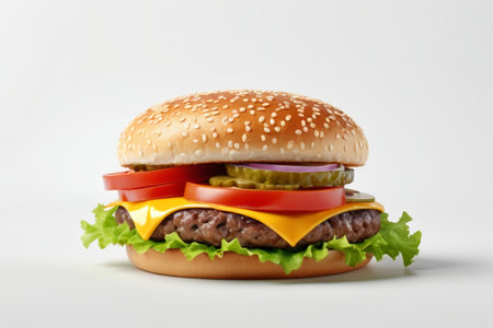 Delicious multi layered cheese beef burgerの素材