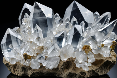 Close up of transparent crystal cluster mineralsの素材