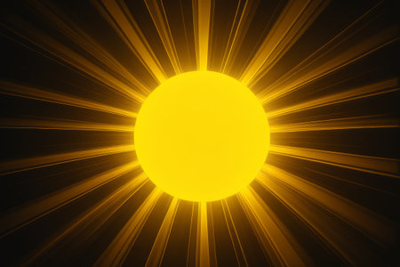 Yellow glowing sunray background imageの素材
