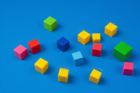 Colorful Cube on Blue Backgroundの素材