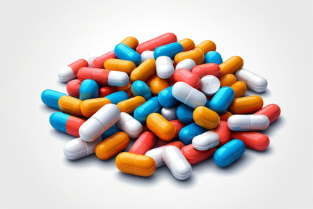 Close up of the drug in color capsulesの素材