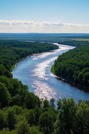 River Forest Natural Scenery Overlookingの素材