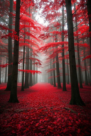 Red Leaf Forest Natural Landscapeの素材