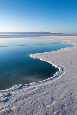 Panoramic view of the vast salt lake natural sceneryの素材