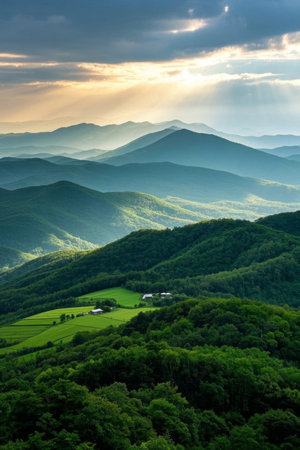 Natural scenery among mountains and forestsの素材