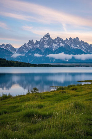 Natural scenery with mountains and riversの素材