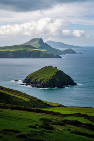 Seaside hills and island natureの素材