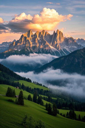 Panorama of Italian mountain natureの素材