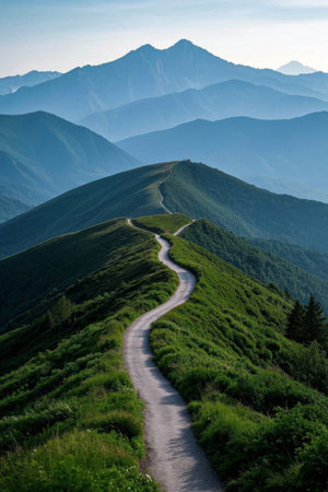 Winding mountain paths and natural sceneryの素材