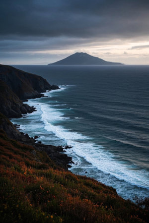 The coast overlooks the natural scenery of the islandの素材