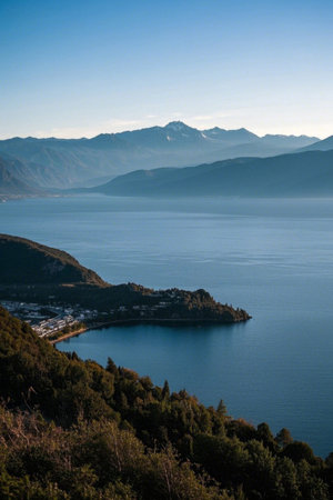 Natural landscape of mountainside lakesの素材