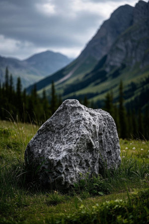 Mountain meadow boulder natural landscapeの素材