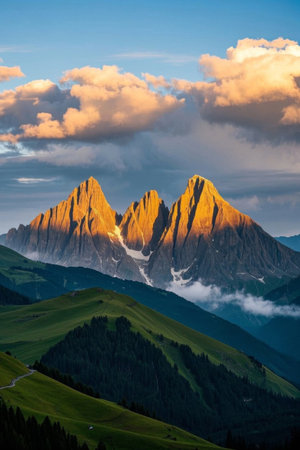 Magnificent mountain scenery and sky in the Alpsの素材