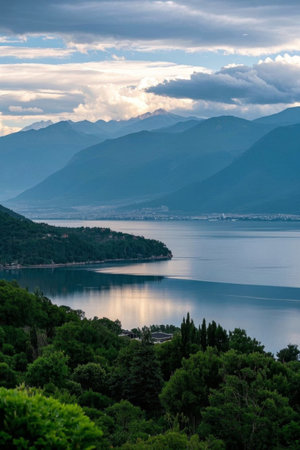 Panoramic natural scenery of mountains, rivers and lakesの素材