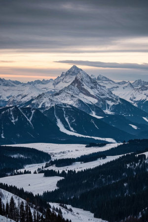 Panoramic view of Snow Mountain natureの素材