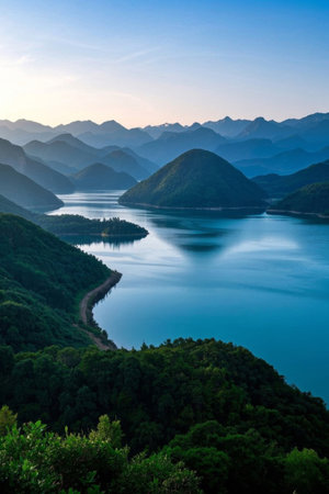 Natural scenery with mountains and riversの素材