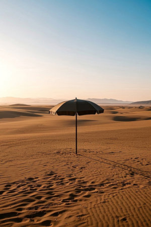 Independent parasol in the desertの素材