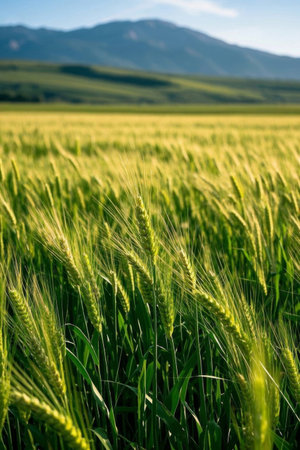 Panoramic view of wheat fieldsの素材
