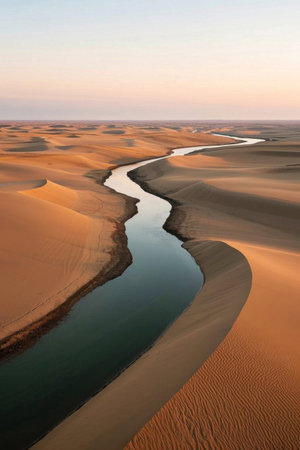 Winding river landscape in the desertの素材