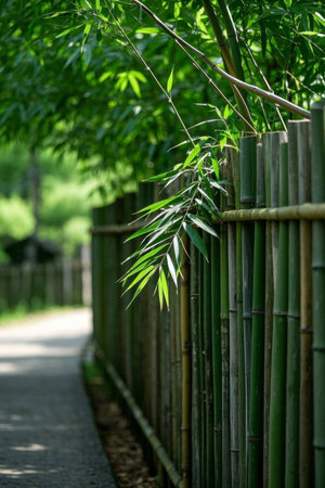 Bamboo fence path scene by bamboo forestの素材