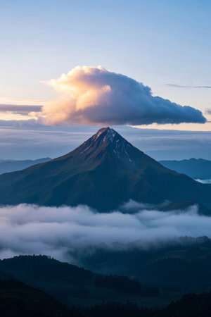 Mountain top sea of clouds and cloud landscapeの素材