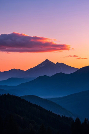 Mountain and sky scenery at sunsetの素材