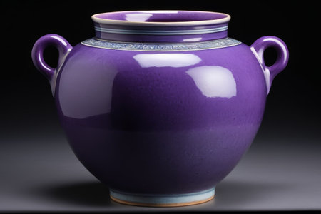 Close-up of purple binaural ceramic jarの素材