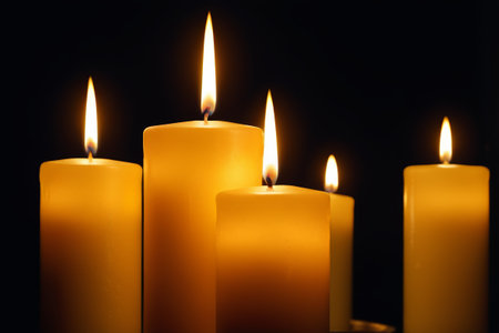 Close-up of burning candlesの素材