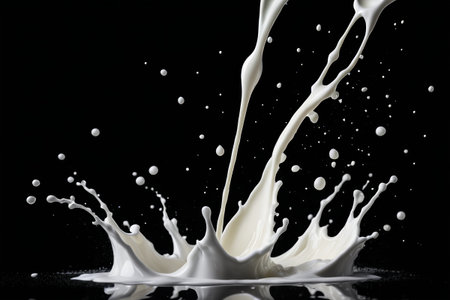 Close-up of milk splashingの素材