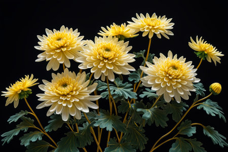 Yellow chrysanthemum close-up materialの素材