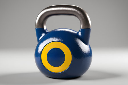 Close-up of blue kettlebellの素材