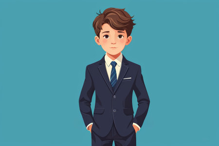 Cartoon image of a boy in a suitの素材