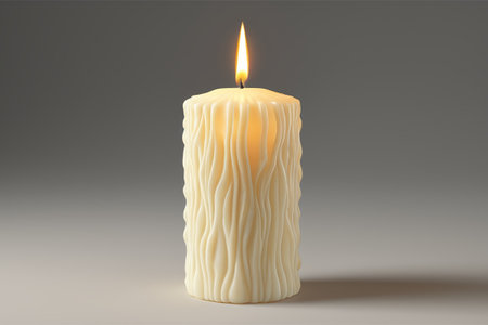 Close-up of a lit textured candleの素材