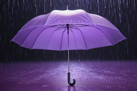 Close-up of purple umbrella in rainの素材