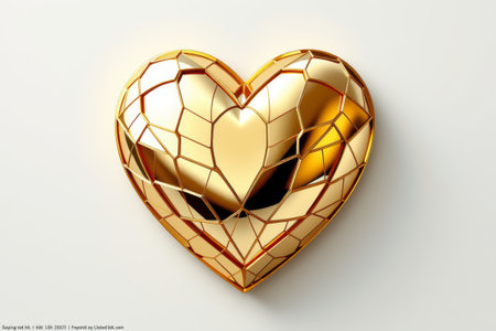 Gold heart-shaped three-dimensional pattern materialの素材