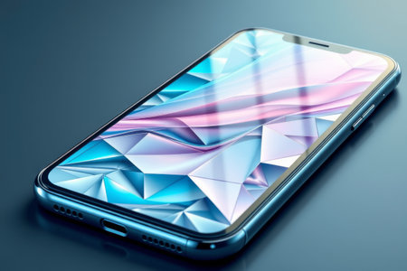 Close-up of a blue smartphoneの素材