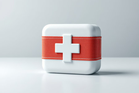 Close-up of white medical first aid kitの素材