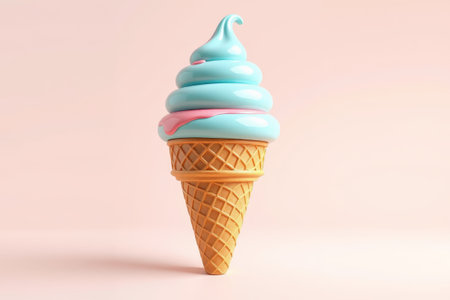 Close-up of two-color ice cream coneの素材