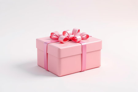 Pink gift box with bow close-upの素材