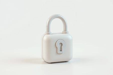 Close-up of white padlockの素材