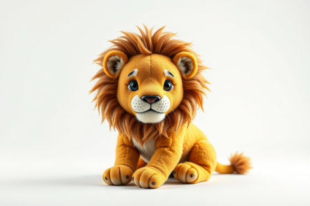 Cute plush lion doll close-upの素材