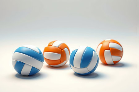 Blue and orange volleyball posing materialsの素材